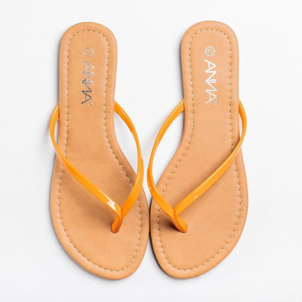 3/$10  Anna Faby Women's Lovely Neon Flip Flops Sandals - Orange